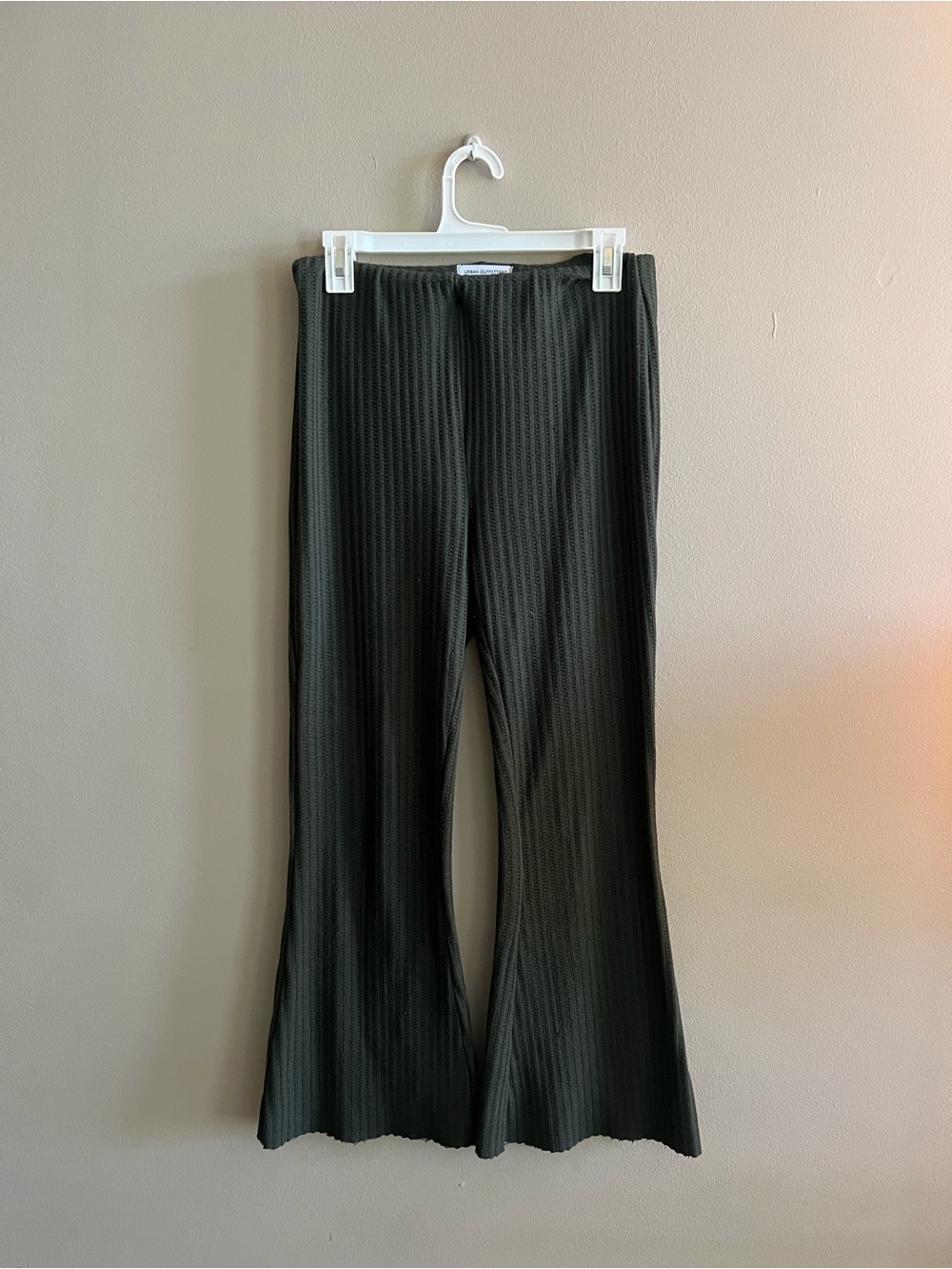 Urban Outfitters Olive Ribbed Flare Pants